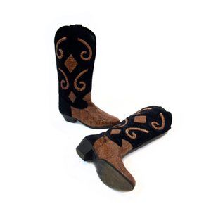 Vintage 80’s suede and snake cowboy boots